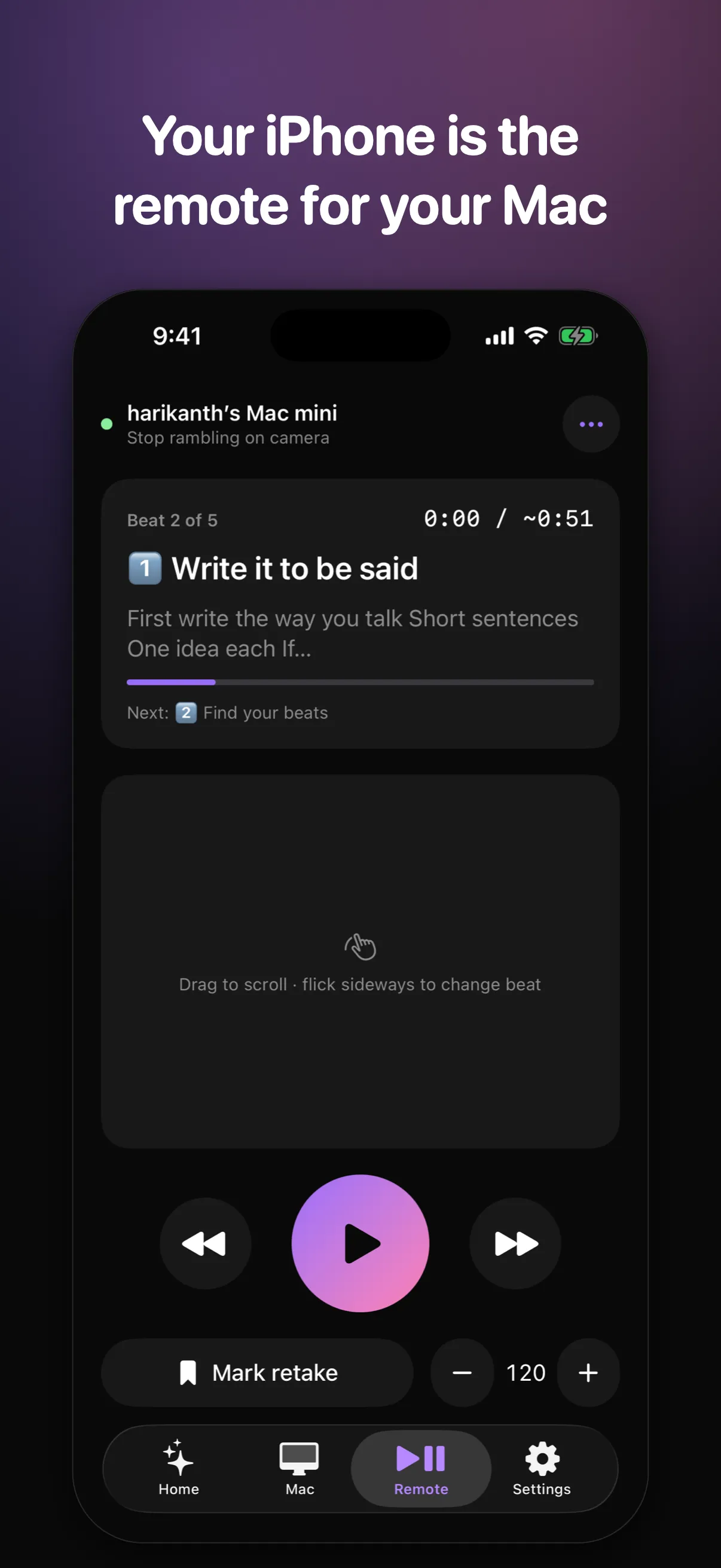 ezprompter on iPhone: your iPhone is the remote for your Mac